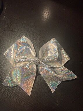 Holographic Silver Cheer Bow